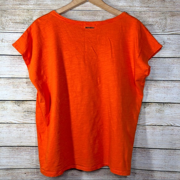 Michael Kors Short Sleeve Orange Blouse Shirt Sz L - Picture 3 of 6